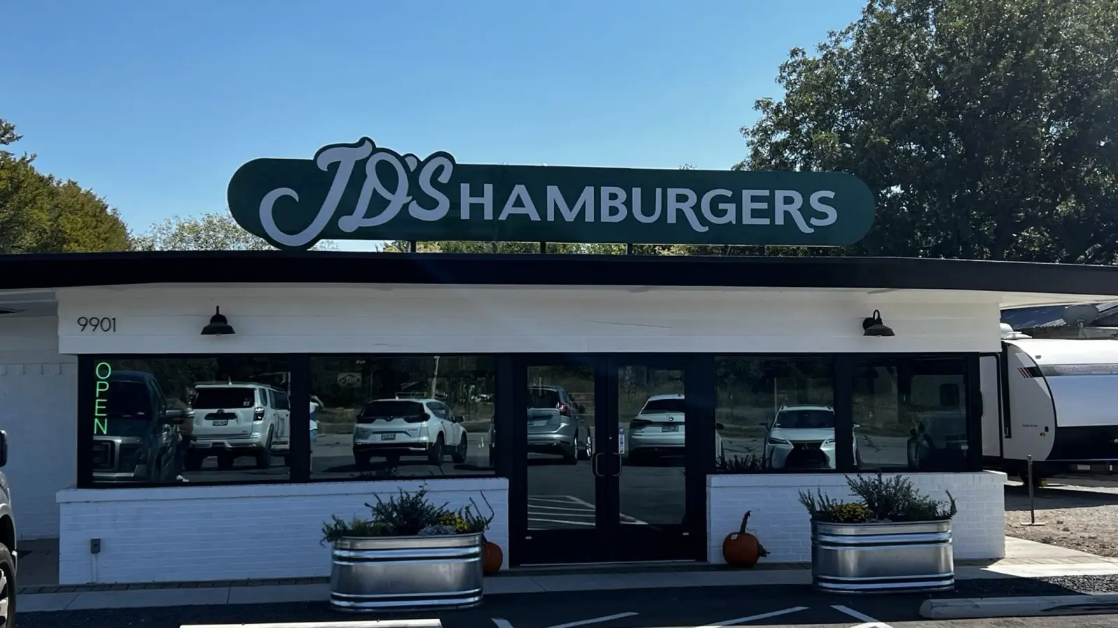 JD's Hamburgers storefront on Camp Bowie West Boulevard in Fort Worth