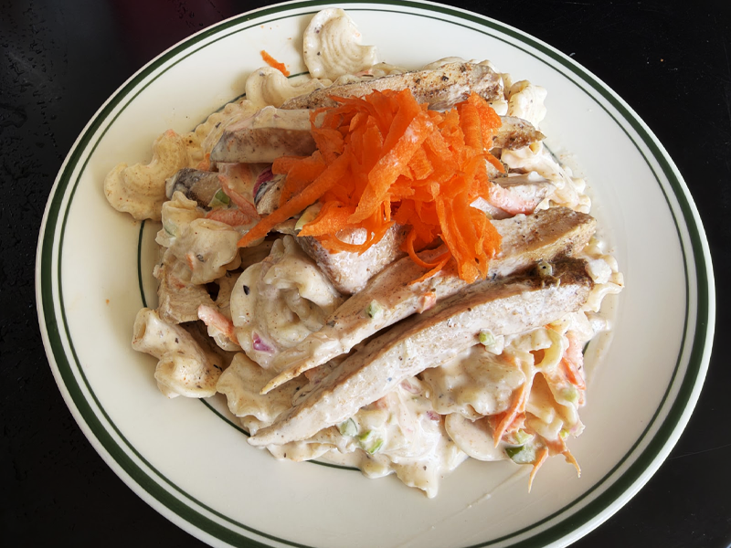 Pasta Salad with Smoked Chicken at JD’s Hamburgers