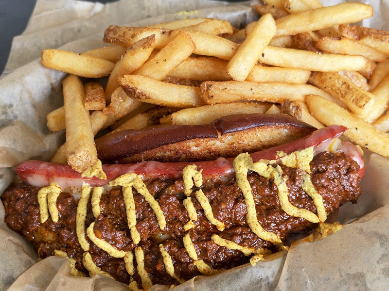 Texas Chili Company Hot Dog at JD’s Hamburgers